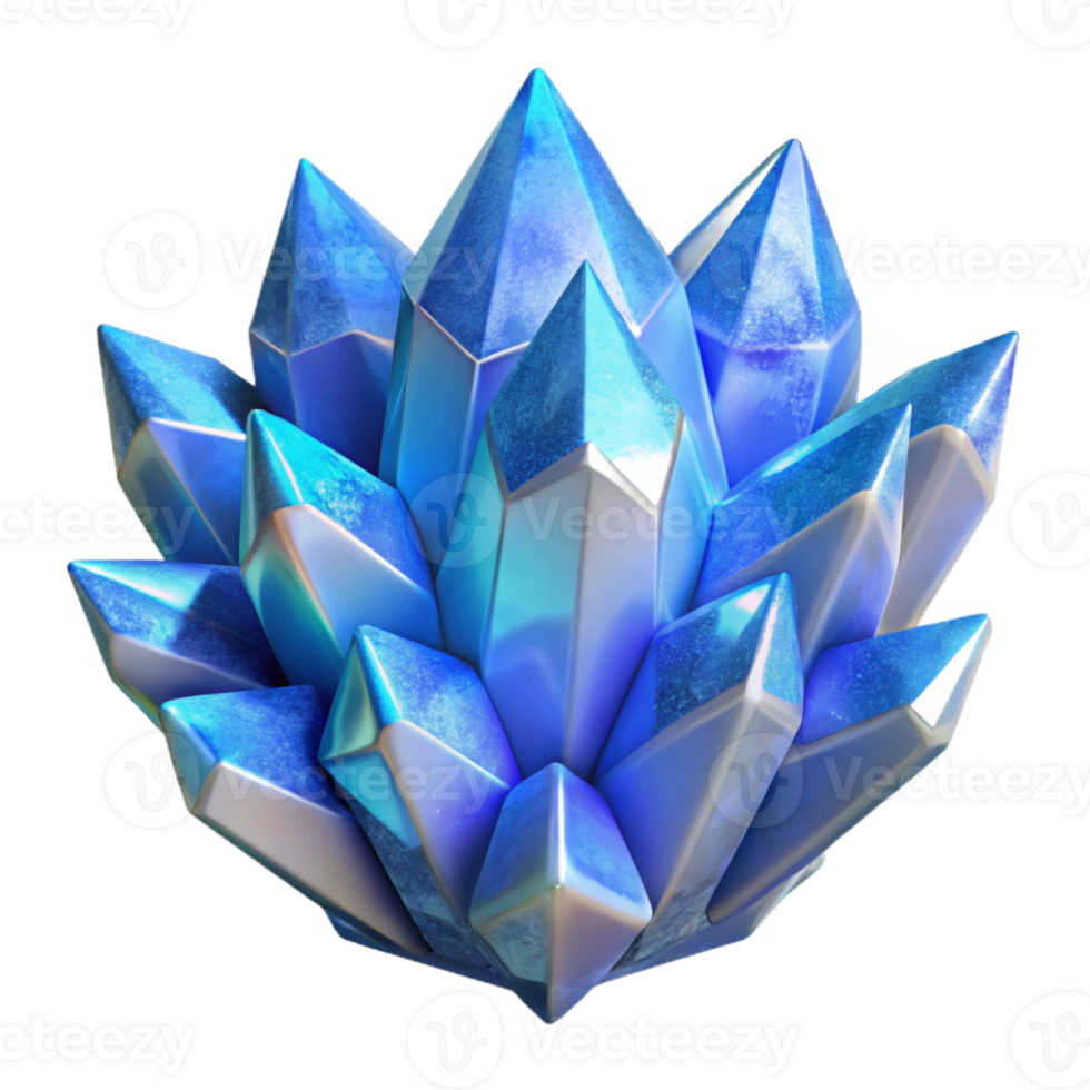 beautiful modern Fractal Vr Ice Crystal with Blue and White Hues Isolated high quality png