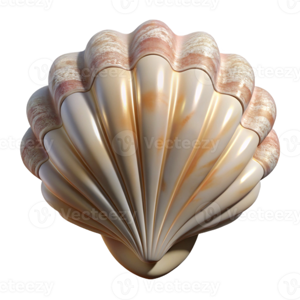 vibrant artistic Fractal Vr Seashell with White and Beige Hues Isolated authentic png