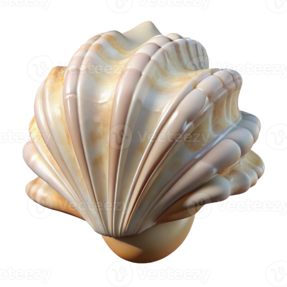 dramatic minimalist Fractal Vr Seashell with White and Beige Hues Isolated professional png