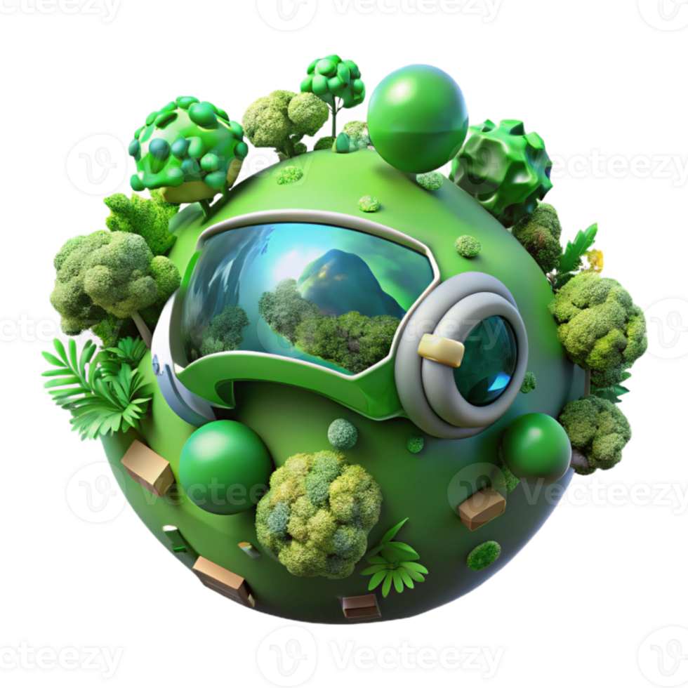 dramatic traditional Fractal Vr Thought World with Green Hues Cutout genuine png