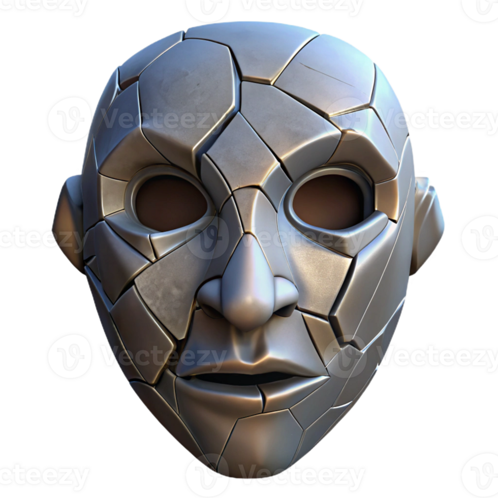 impressive modern Fractured Mask Isolated with Cracked Surface genuine png