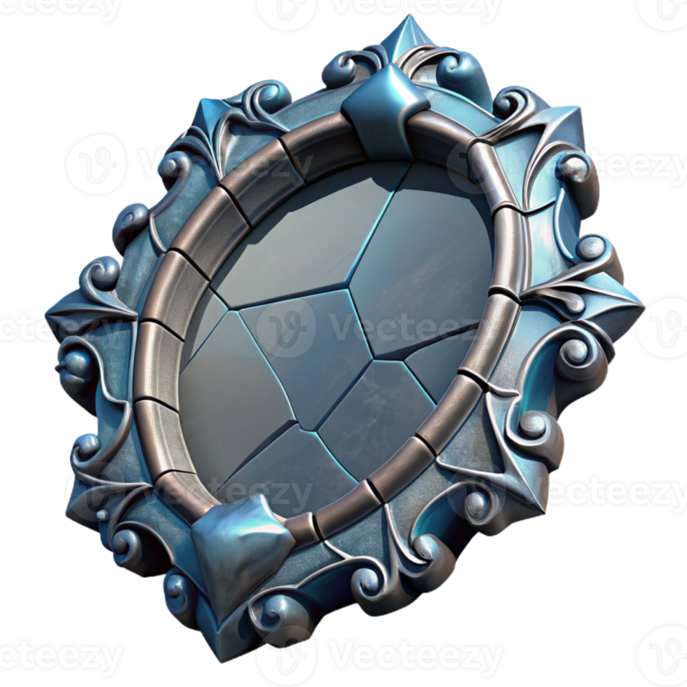 serene traditional Fractured Mirror Frame Isolated with Ornate Design genuine png