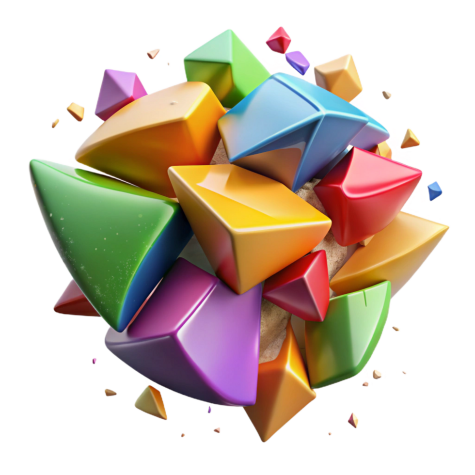 serene contemporary Fractured Reality with Colorful Shards Cutout Element exclusive png