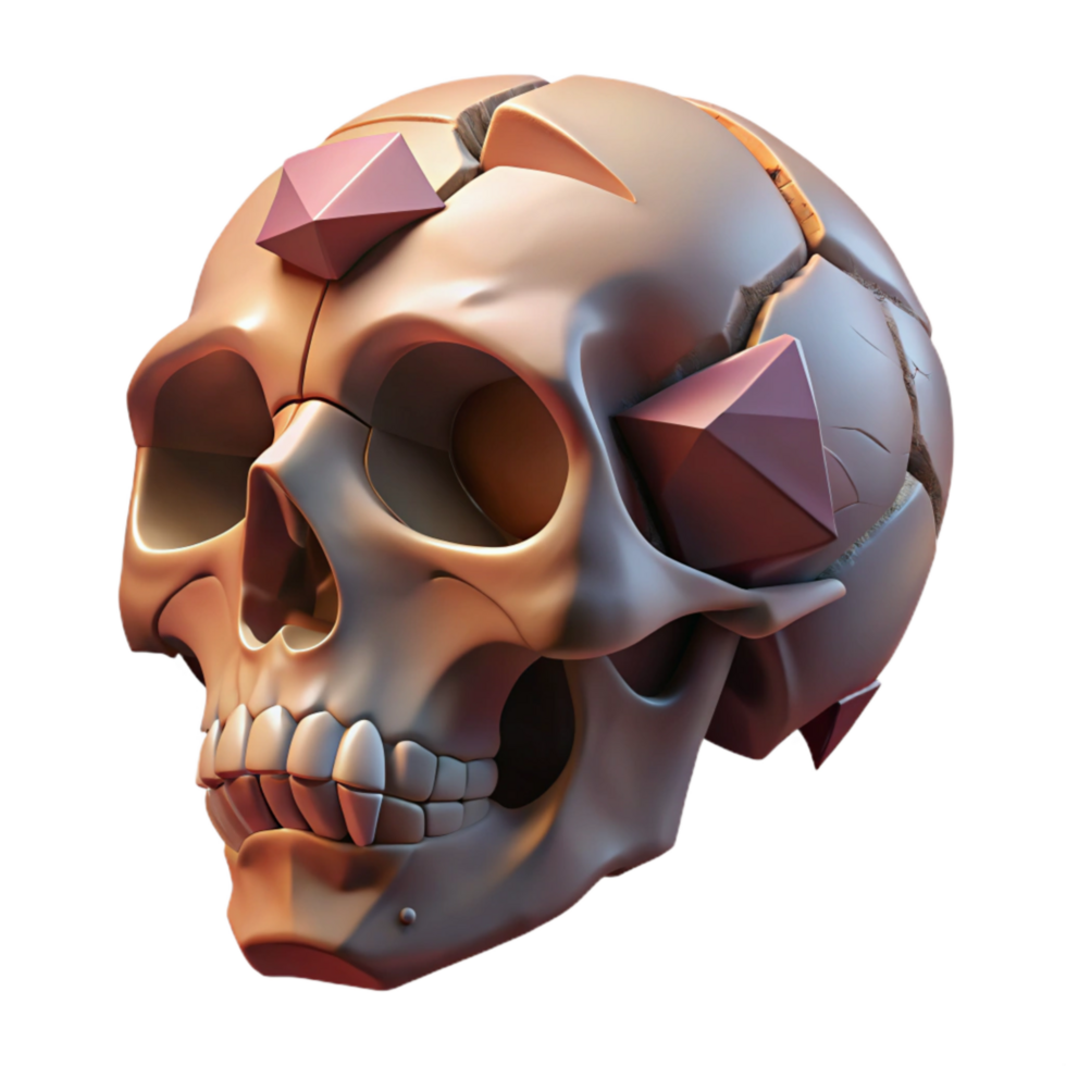 impressive classic Fractured Skull Isolated with Broken Pieces high resolution png