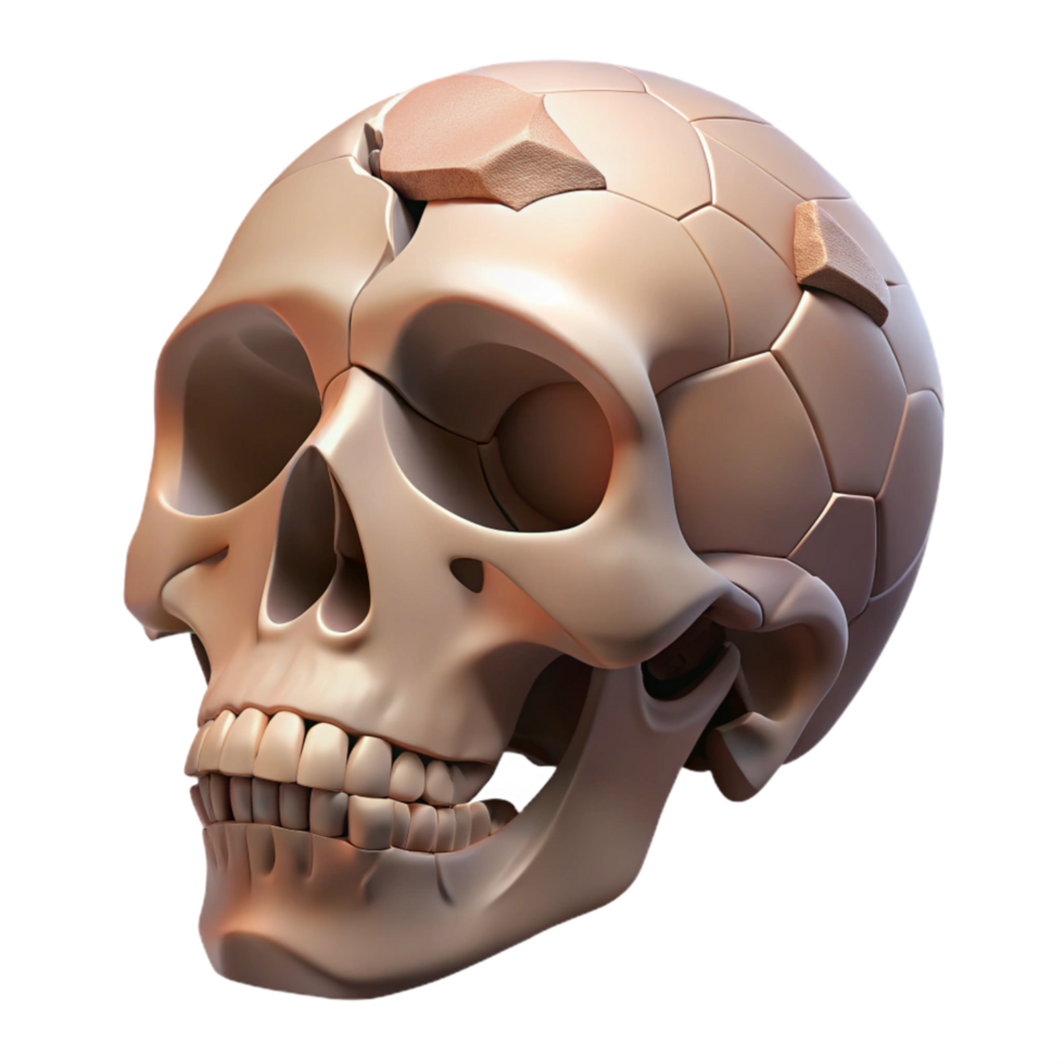 extraordinary artistic Fractured Skull Isolated with Broken Pieces original png
