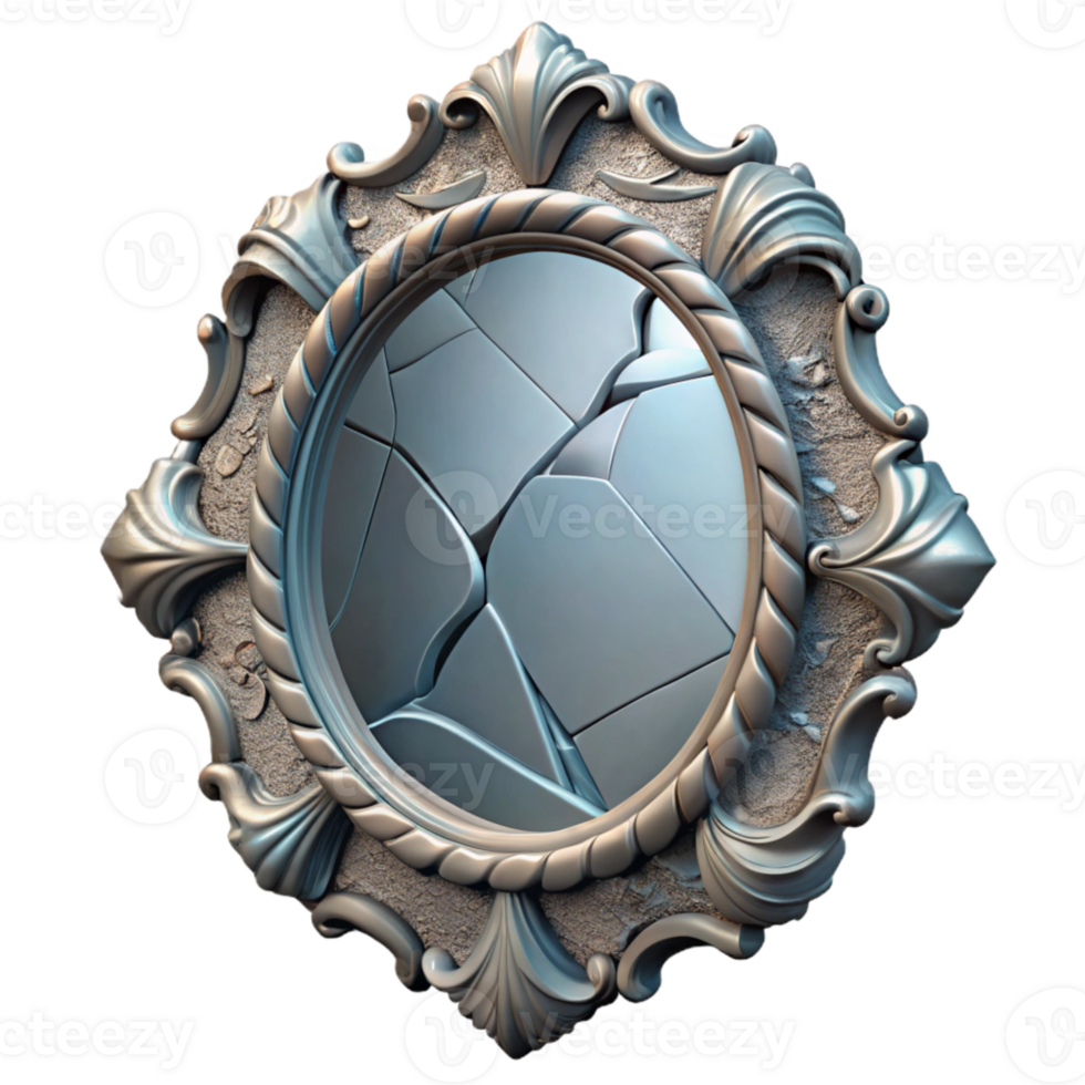 stunning modern Fractured Mirror Frame Isolated with Ornate Design premium png