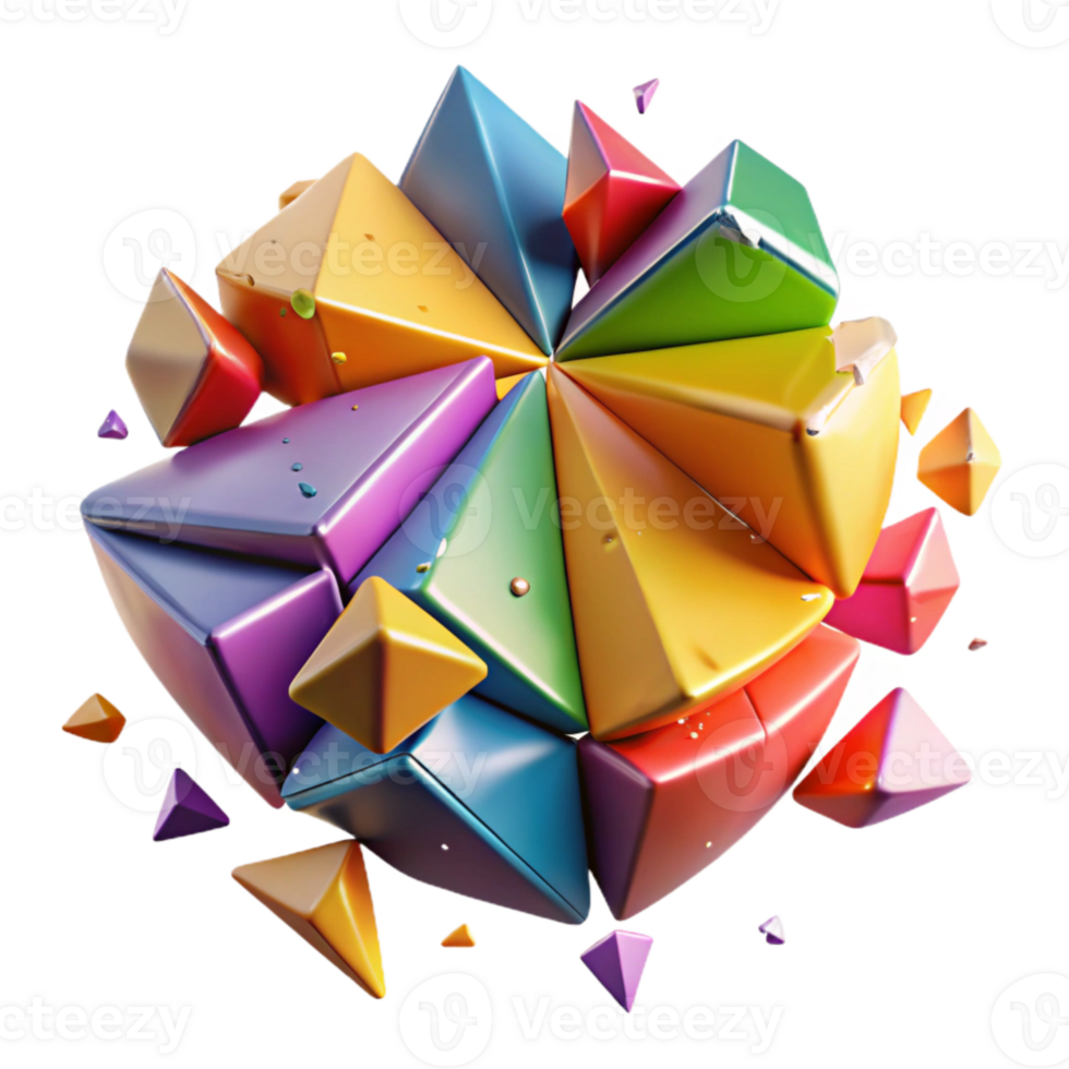 elegant artistic Fractured Reality with Colorful Shards Cutout Element png