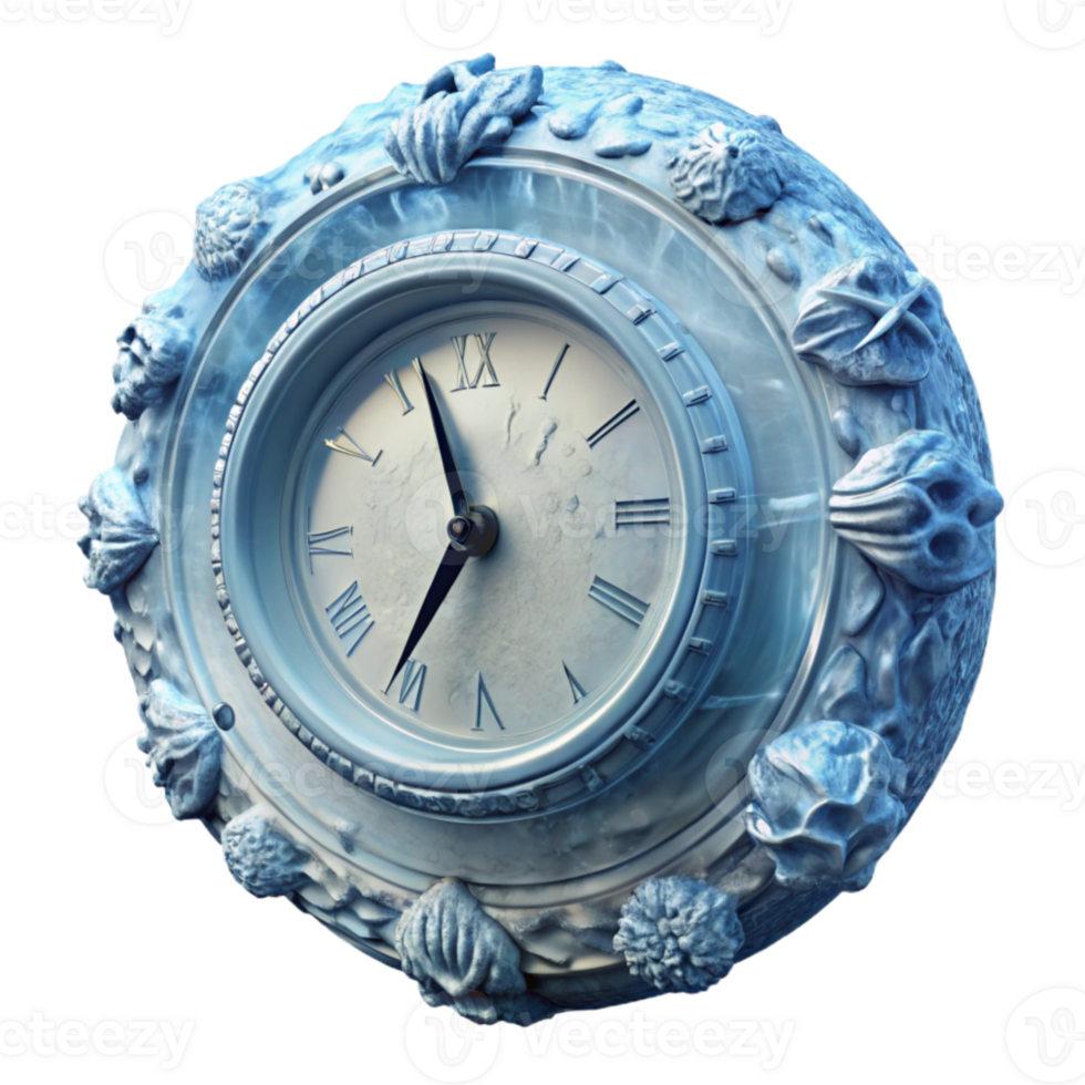 extraordinary traditional Frozen Clock Face Ice Covered Transparent Background detailed png