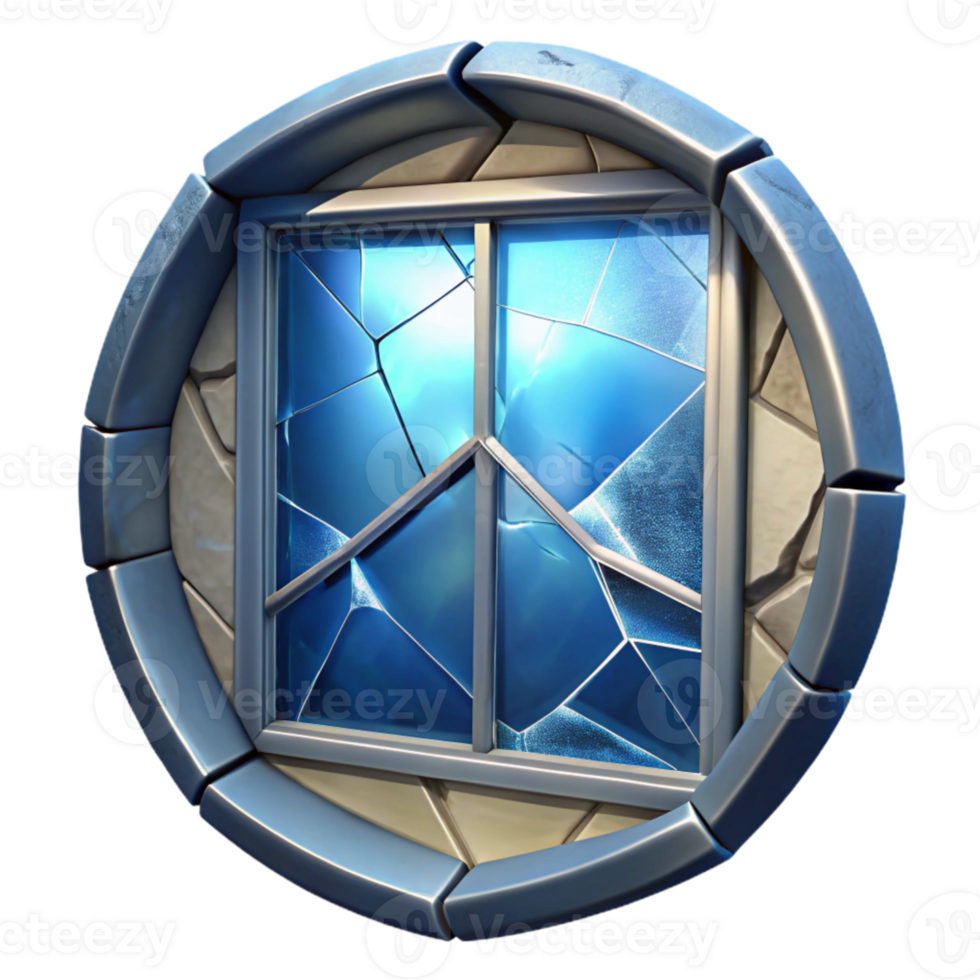 elegant rustic Frozen World Through Cracked Window Transparent Background high quality png