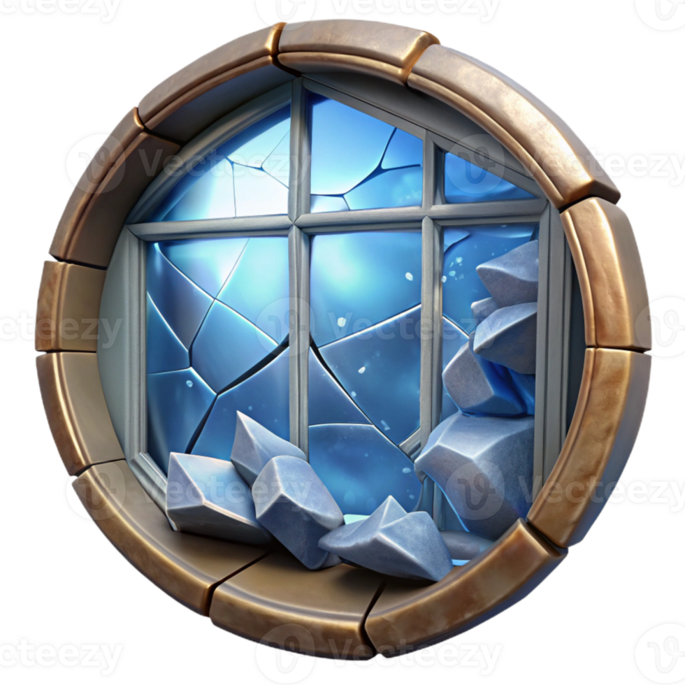 extraordinary abstract Frozen World Through Cracked Window Transparent Background high quality png