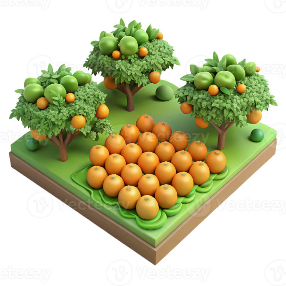 elegant modern Fruit Orchard Top View Transparent Background with Lush Green high quality png