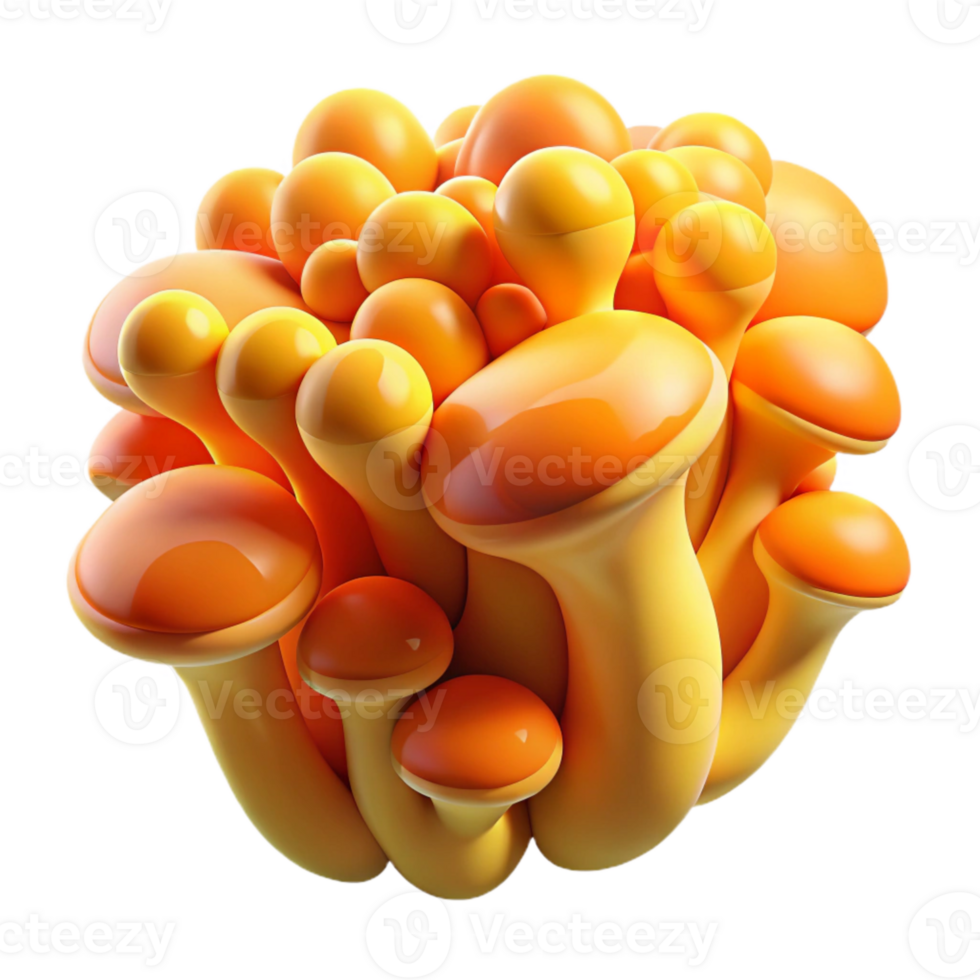 stunning minimalist Fungal Art Abstract Shapes Orange and Yellow Isolated png