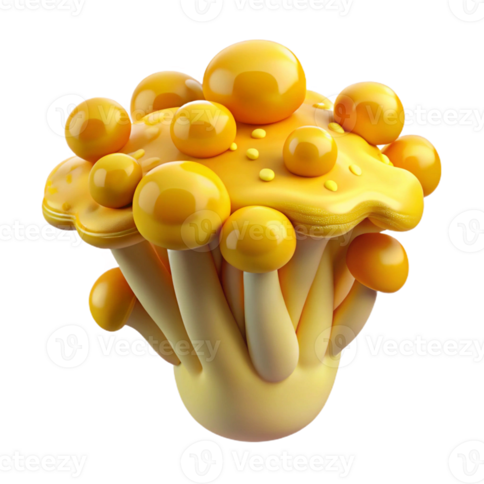 magnificent modern Fungal Art Yellow Design Isolated on Transparent Background high resolution png