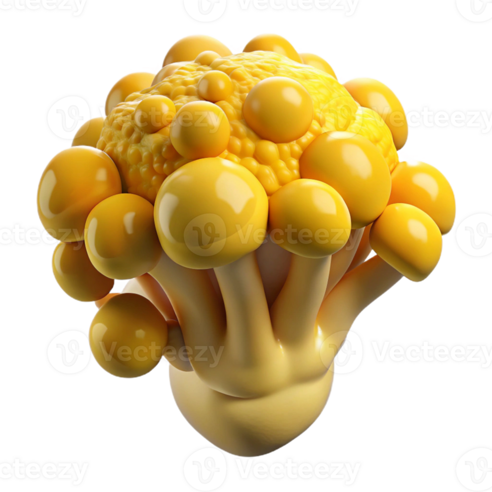 serene artistic Fungal Art Yellow Design Isolated on Transparent Background high quality png