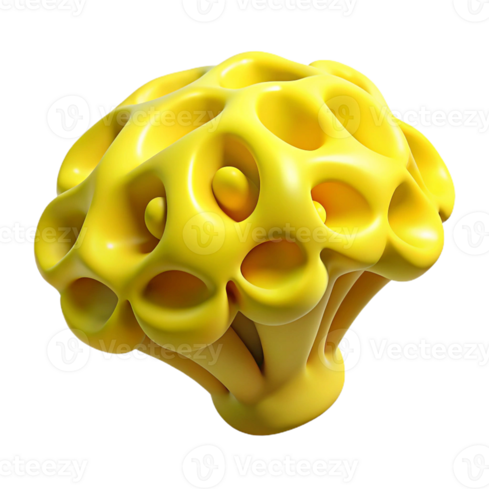 impressive minimalist Fungal Growth Pattern Bright Yellow Cutout Element authentic png