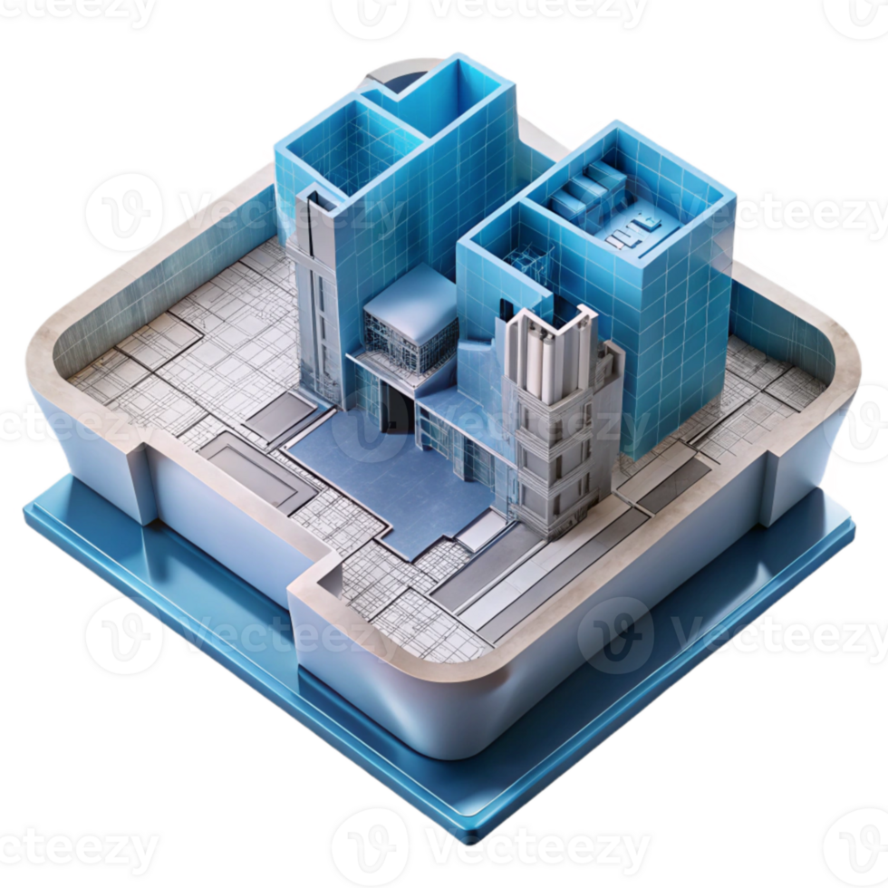 stunning artistic Fusion Architecture Blueprint Cutout on White high quality png