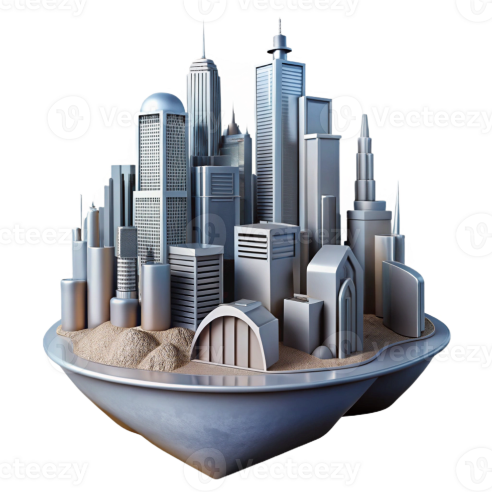 serene contemporary Future Architecture Cityscape Cutout Element detailed png