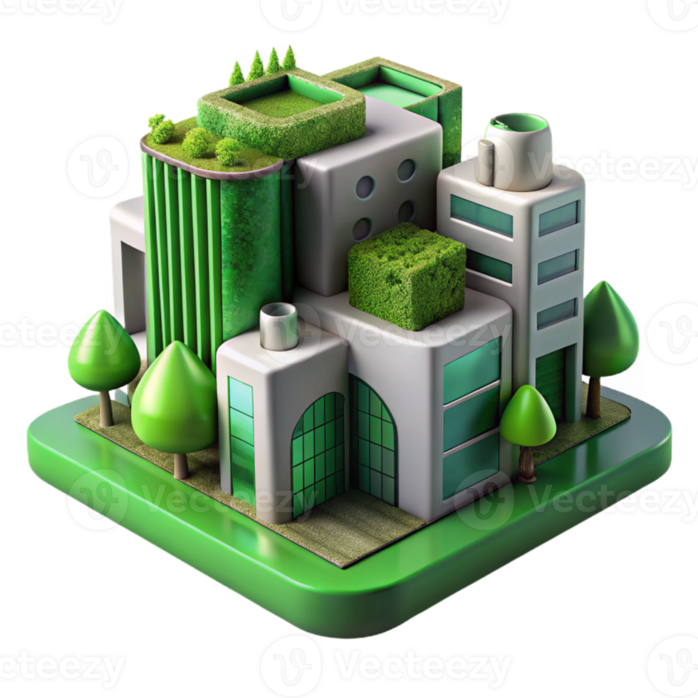 serene abstract Future Architecture Cutout with Innovative Green Features original png