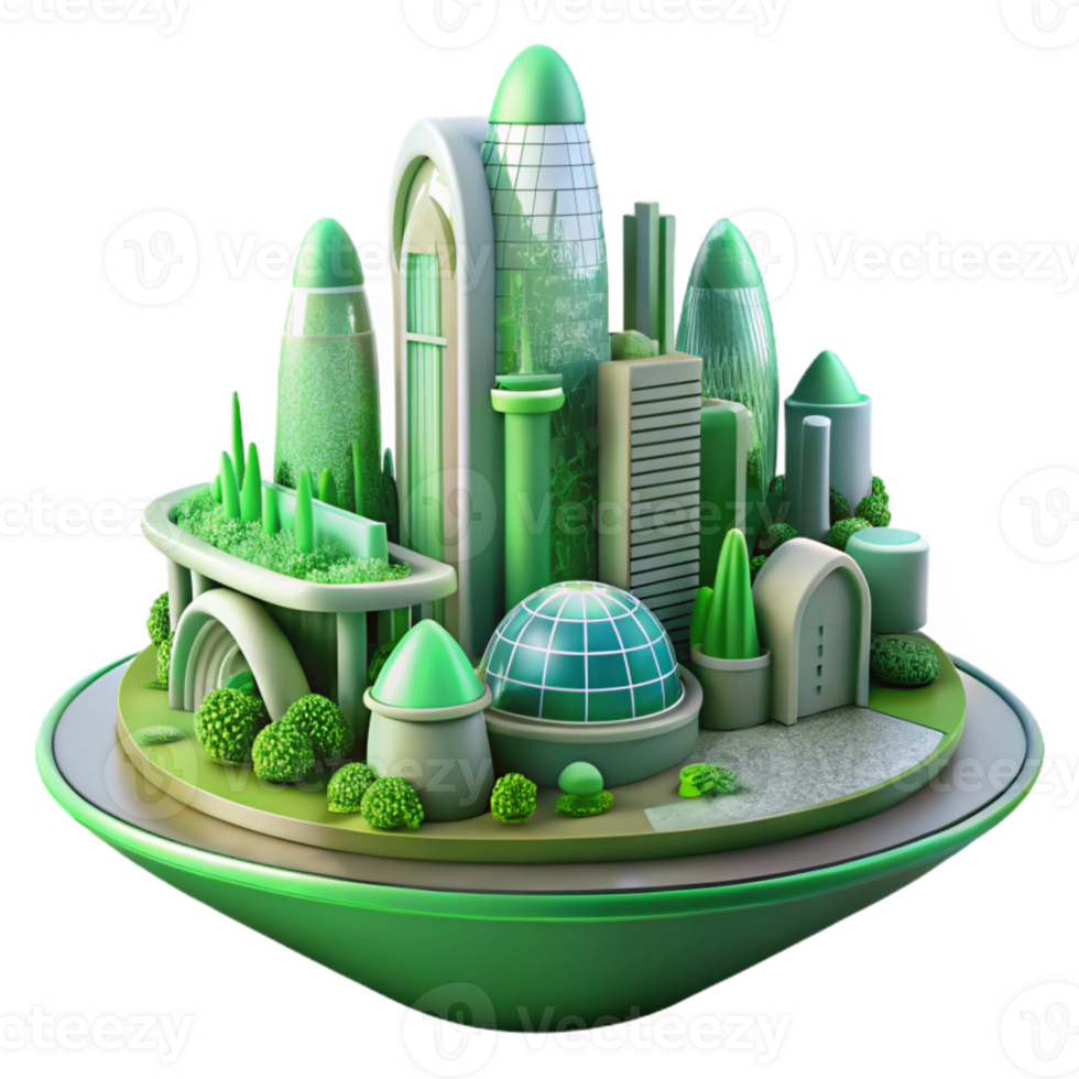 stunning classic Future Architecture Green City Transparent Background exclusive png