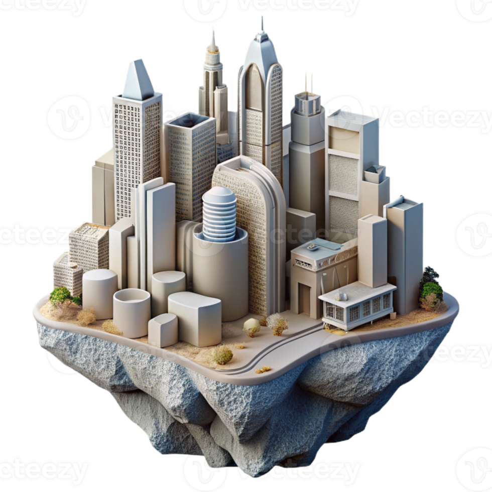elegant modern Future Architecture Cityscape Cutout Element detailed png