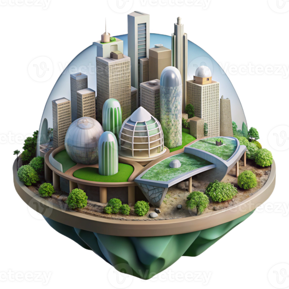 serene creative Future Architecture Eco City Transparent Background high resolution png