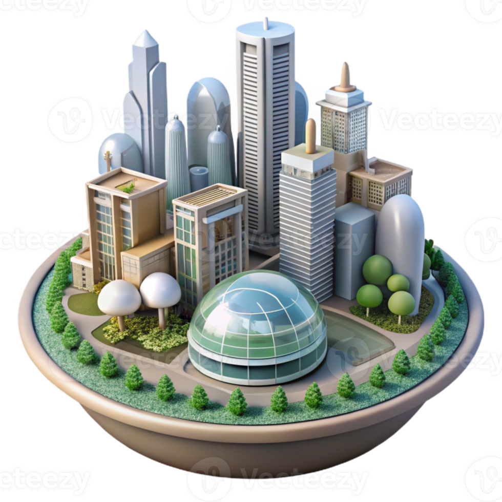 dramatic abstract Future Architecture Eco City Transparent Background authentic png