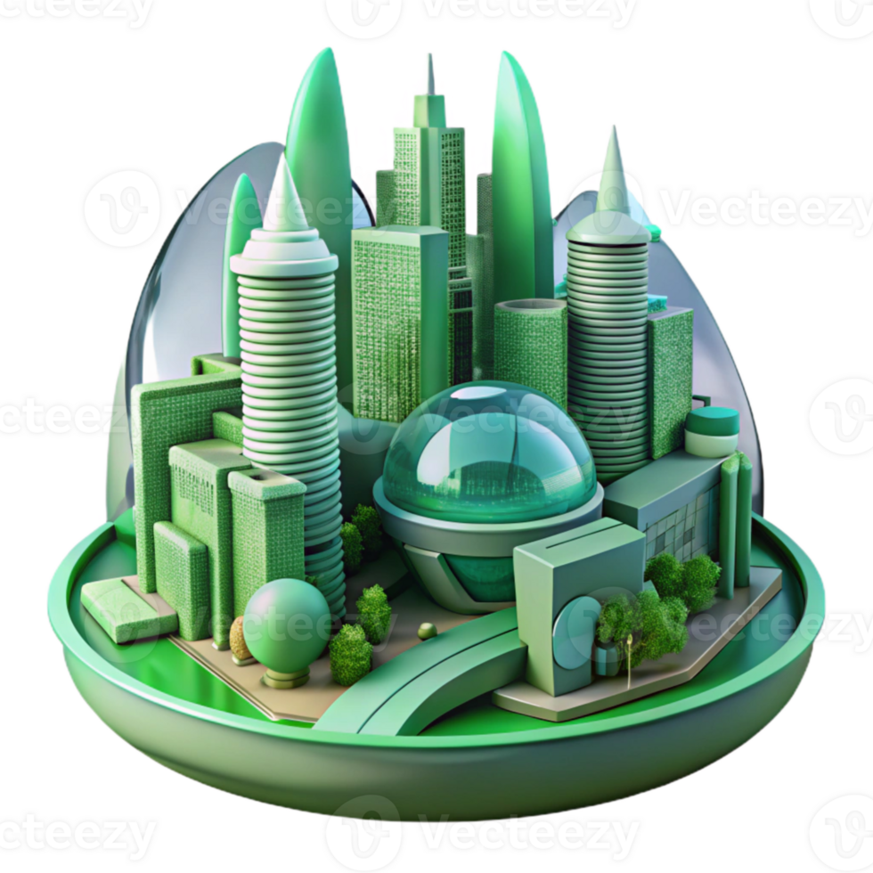 stunning creative Future Architecture Green City Transparent Background authentic png