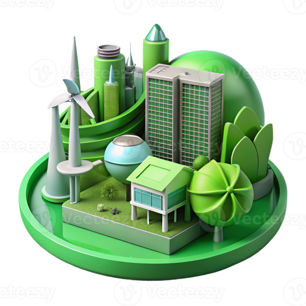 dramatic abstract Future Architecture Visualization Cutout with Innovative Green Technology premium png