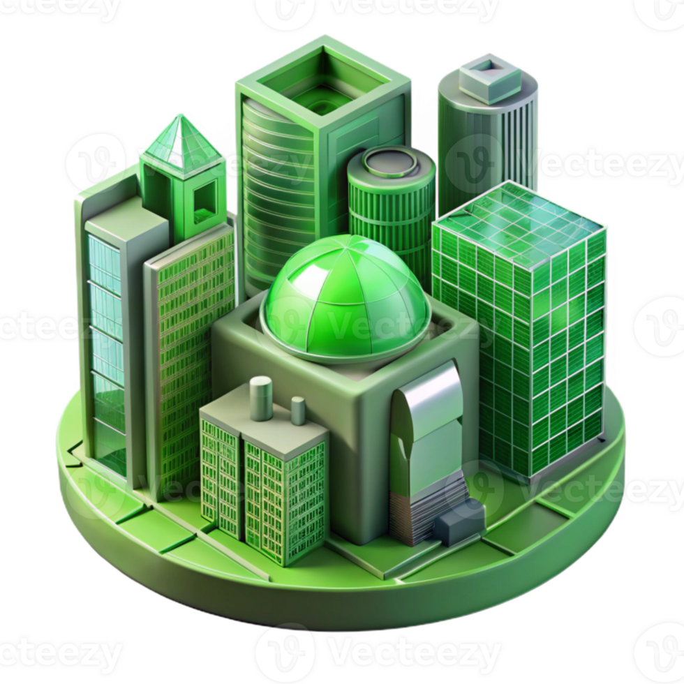 impressive traditional Future Architecture Visualization Cutout with Innovative Green Technology original png
