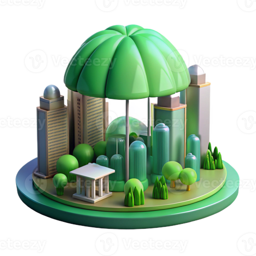 elegant vintage Future City Green Canopy Transparent Background professional png