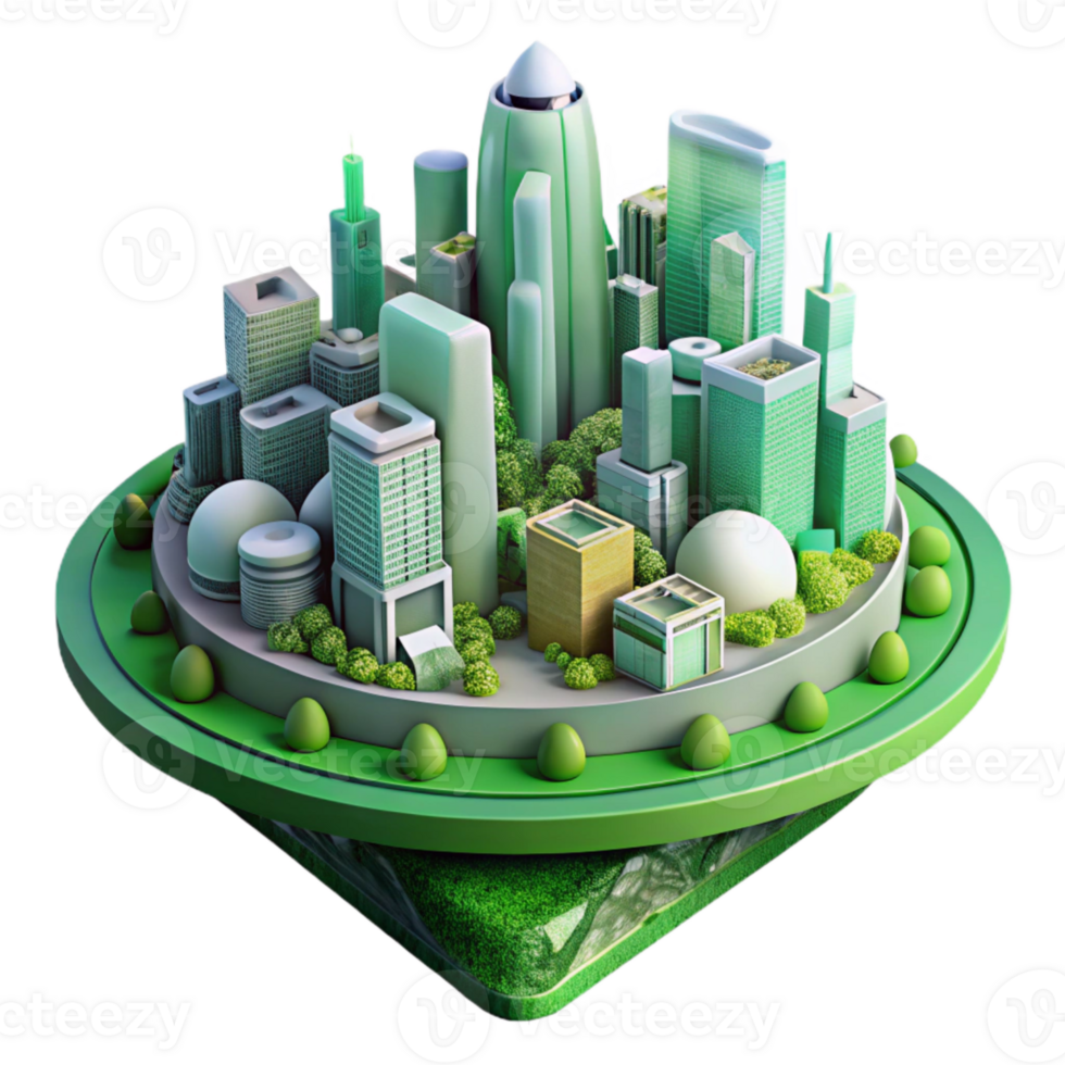 impressive artistic Future City Green Infrastructure Transparent Background high resolution png