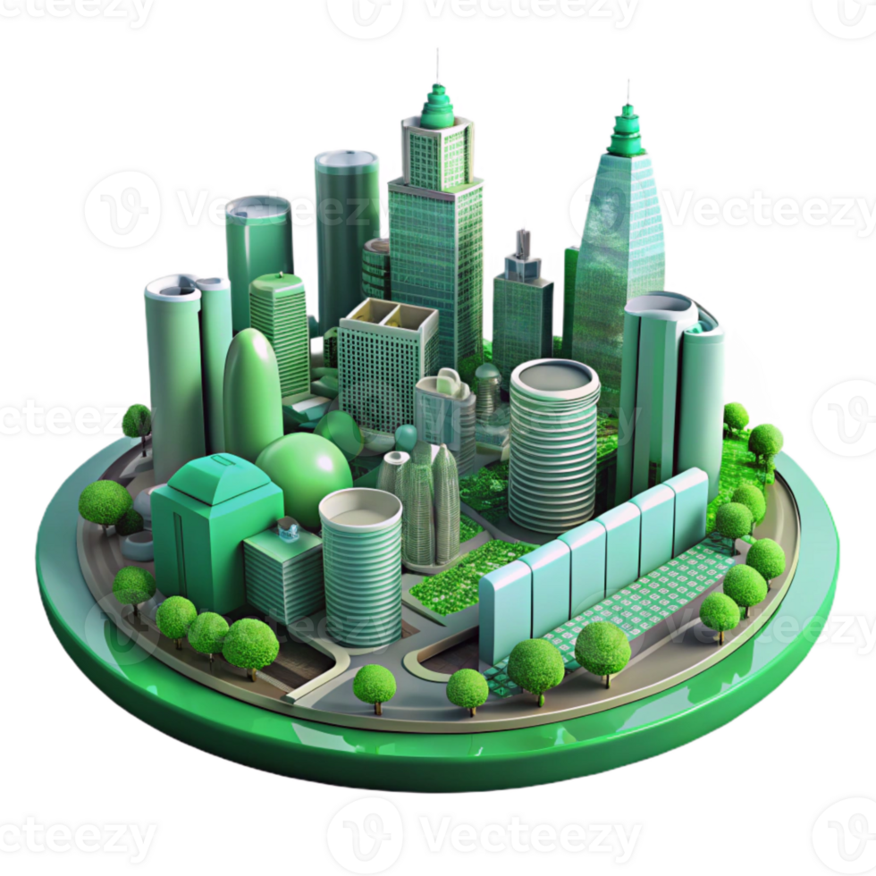serene artistic Future City Green Infrastructure Transparent Background detailed png
