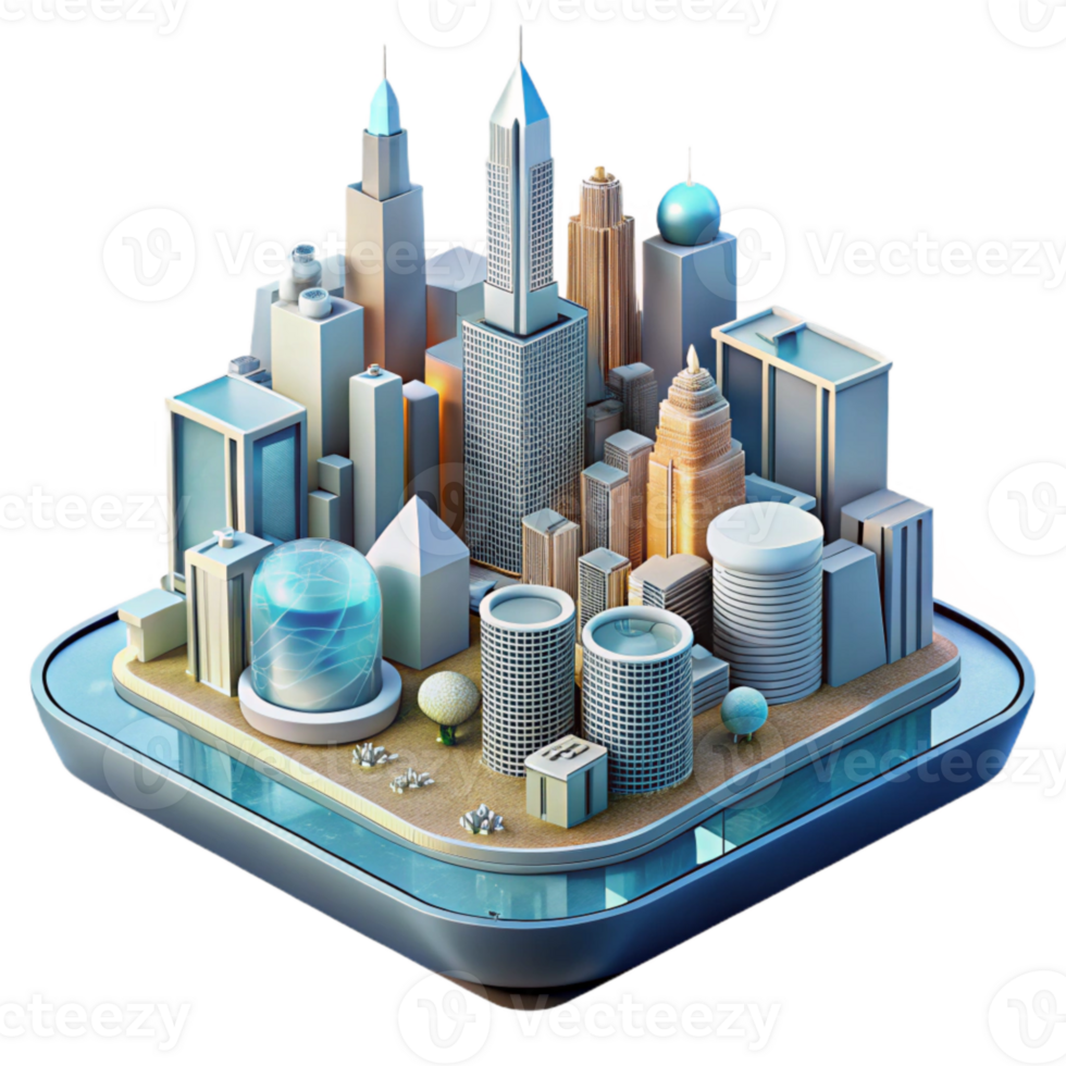 elegant contemporary Future Cityscape Visualization Transparent Background with Realistic Rendering png