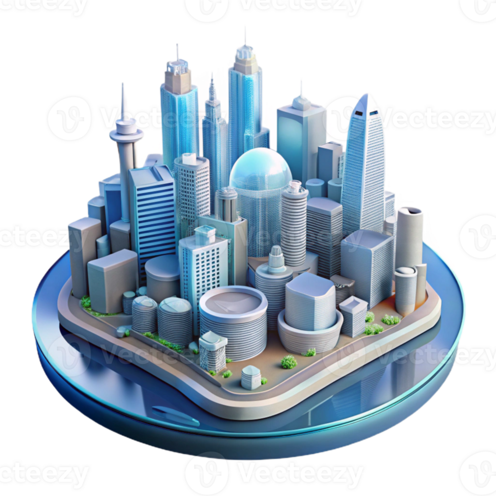 magnificent modern Future Cityscape Visualization Transparent Background with Realistic Rendering high quality png