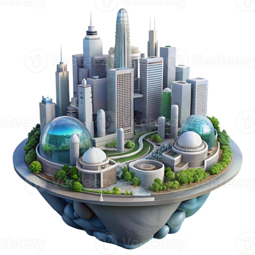 magnificent rustic Future City Sustainable Design Transparent Background high quality png