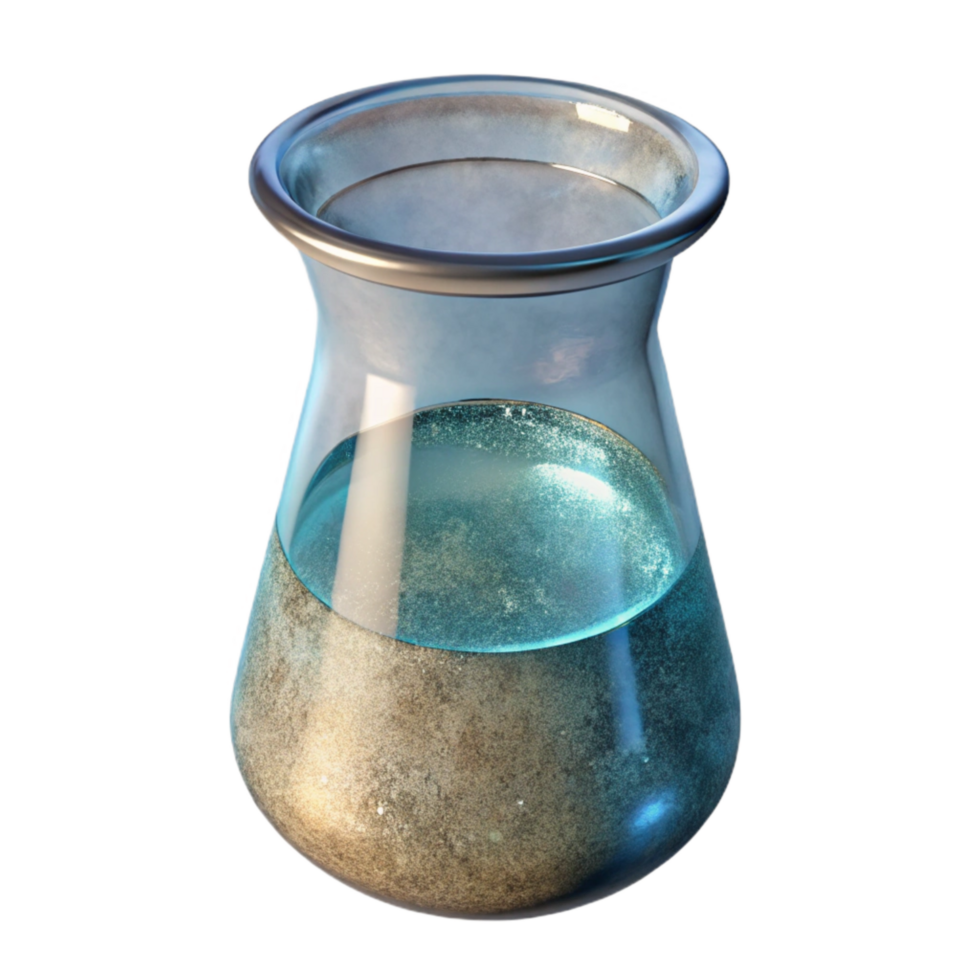 wonderful rustic Future Food Lab Beaker Clear Glass Isolated Element professional png