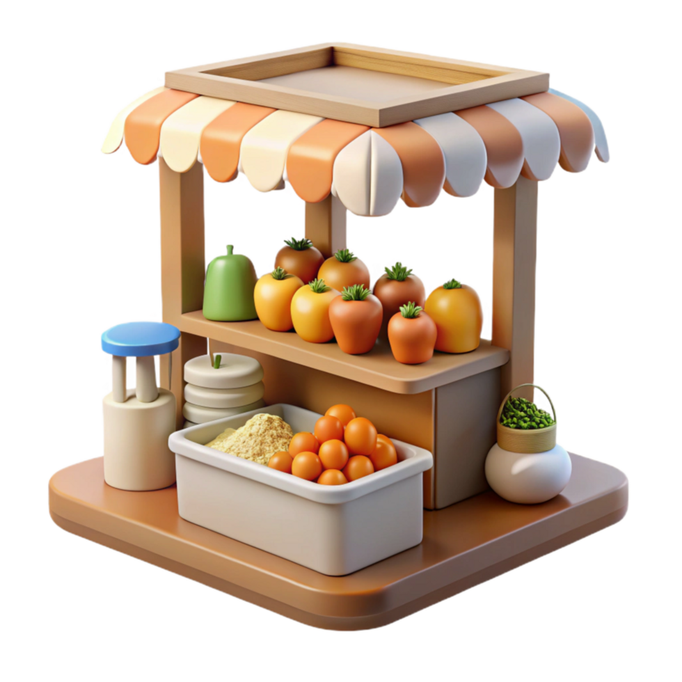 vibrant minimalist Future Food Market Display Cutout Abundant Selection detailed png