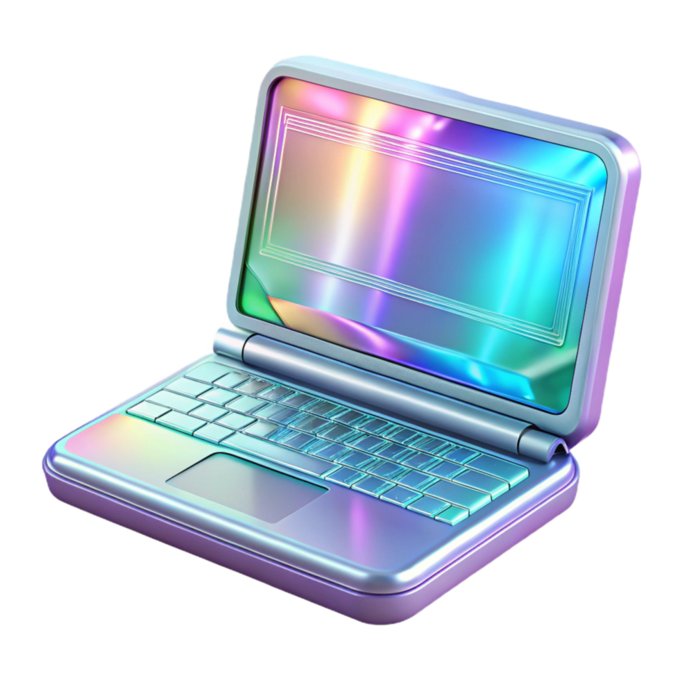 impressive rustic Future Laptop Holographic Display Transparent Background authentic png