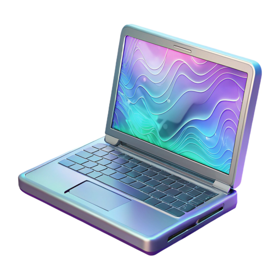 dramatic vintage Future Laptop Holographic Display Transparent Background authentic png