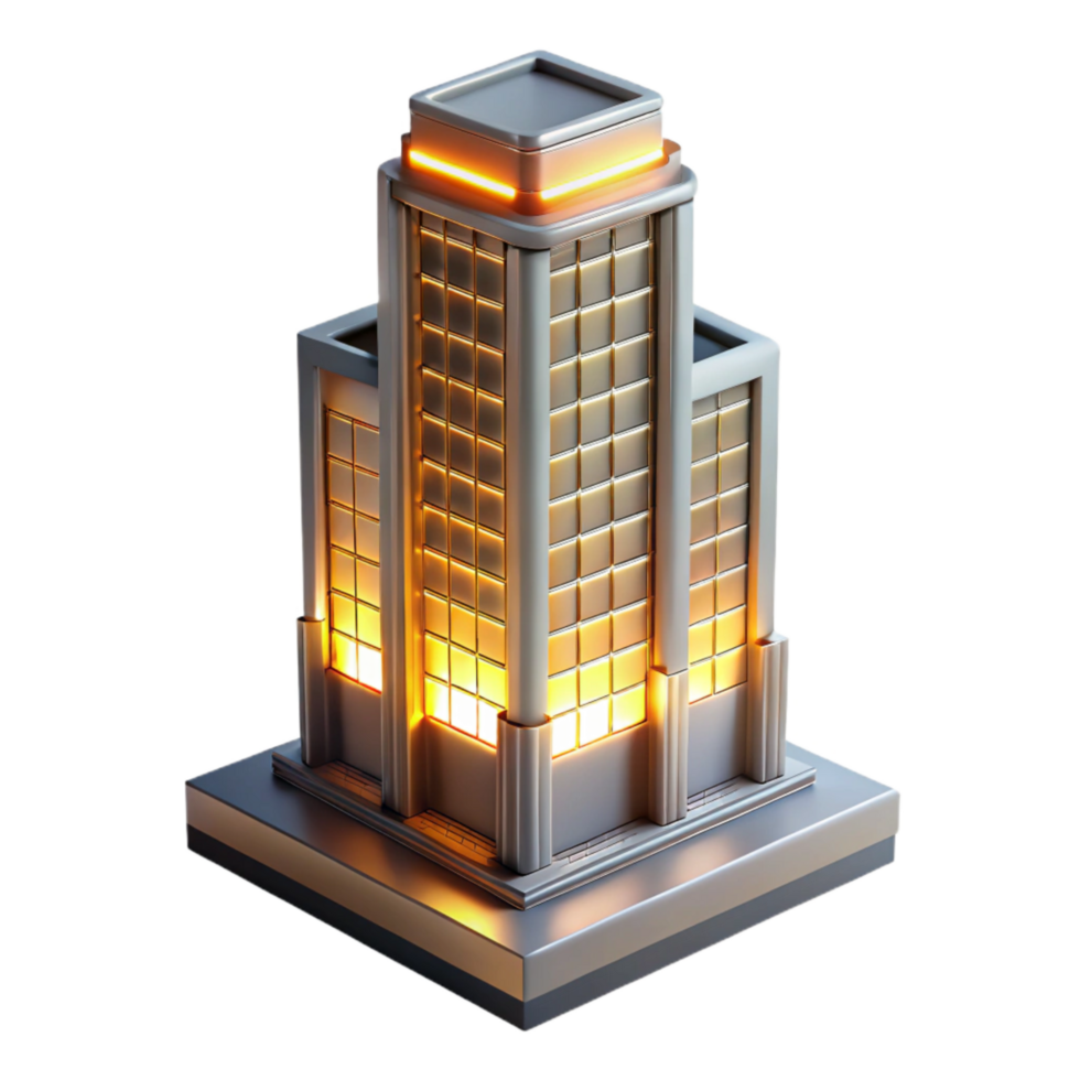 serene traditional Future Skyscraper Warm Light Transparent Background premium png