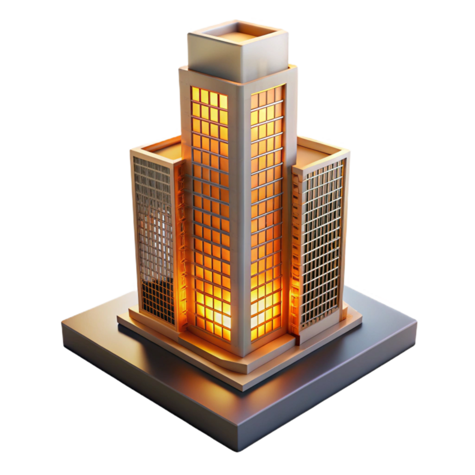 extraordinary rustic Future Skyscraper Warm Light Transparent Background premium png