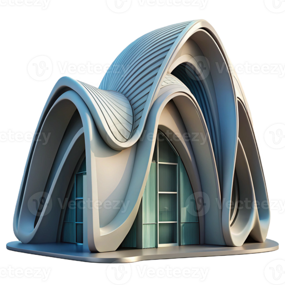 beautiful rustic Futuristic Architecture with Curved Lines Transparent Background genuine png