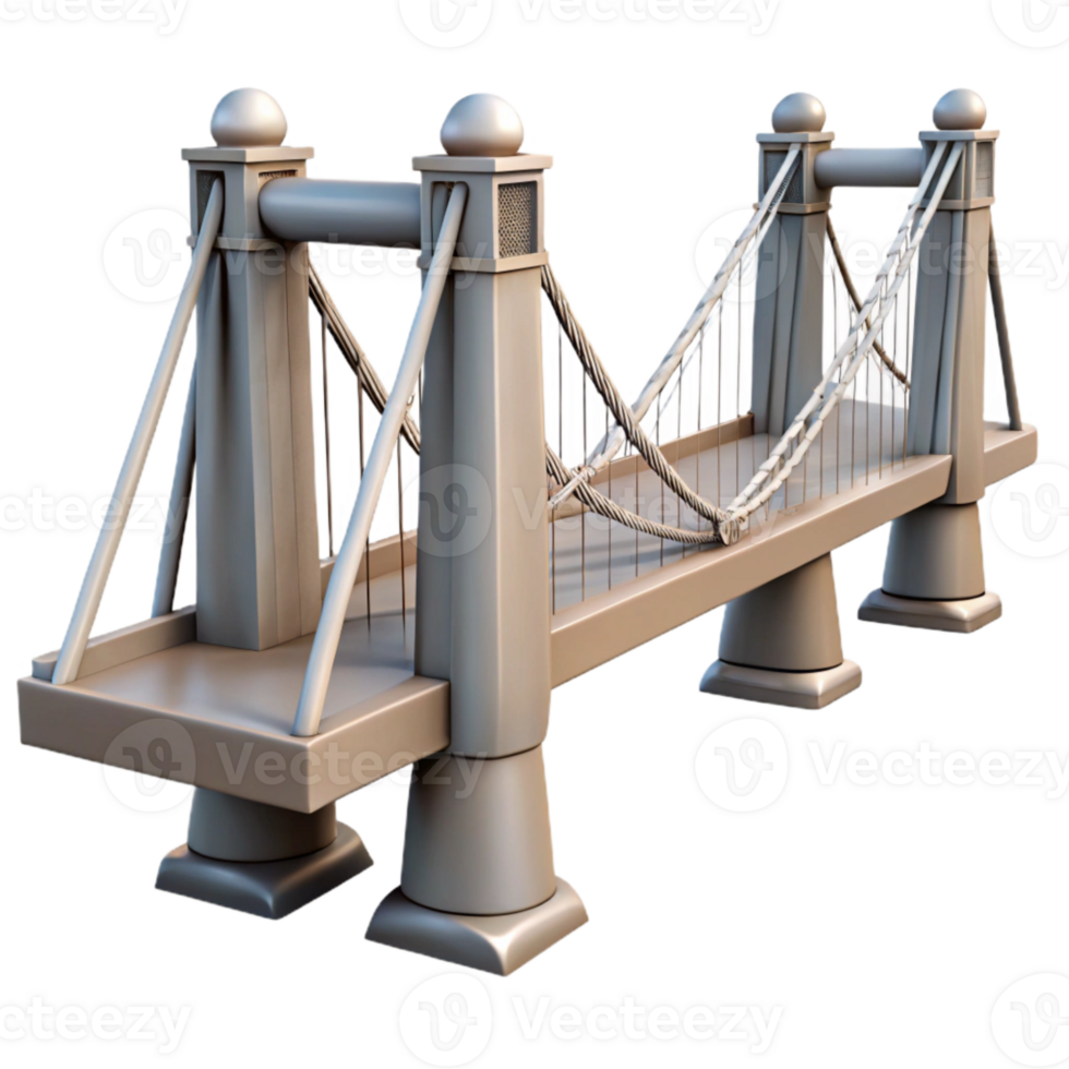 serene vintage Futuristic Bridge with Suspension Cables Cutout exclusive png