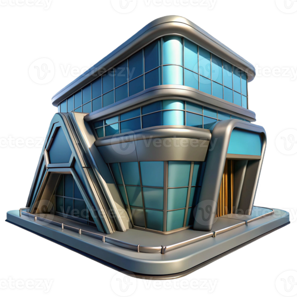 elegant rustic Futuristic Building Cutout with Angled Perspective high resolution png