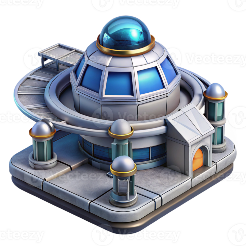 elegant artistic Futuristic Building Space Station Concept Cutout detailed png