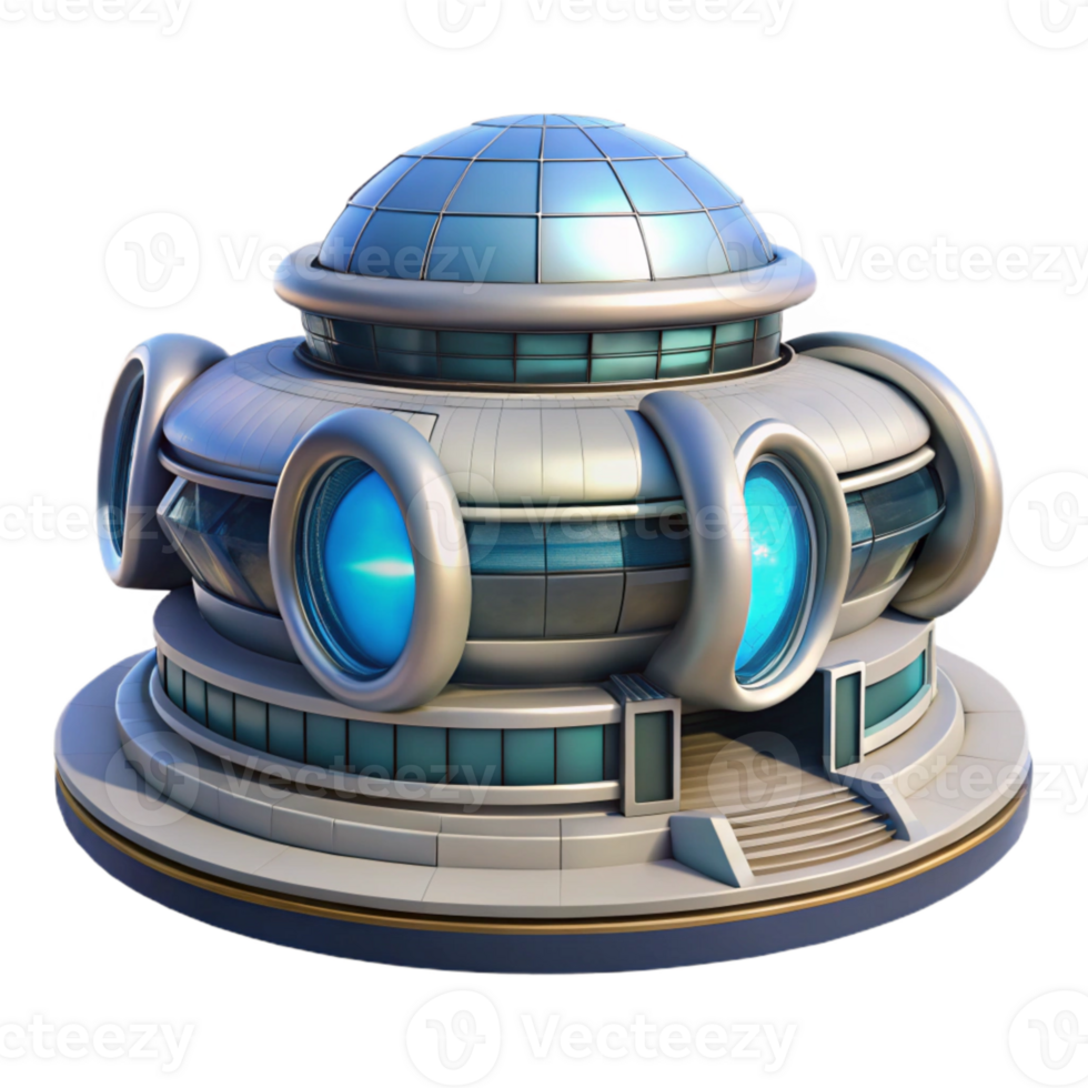 vibrant abstract Futuristic Building with Circular Design Transparent Background png