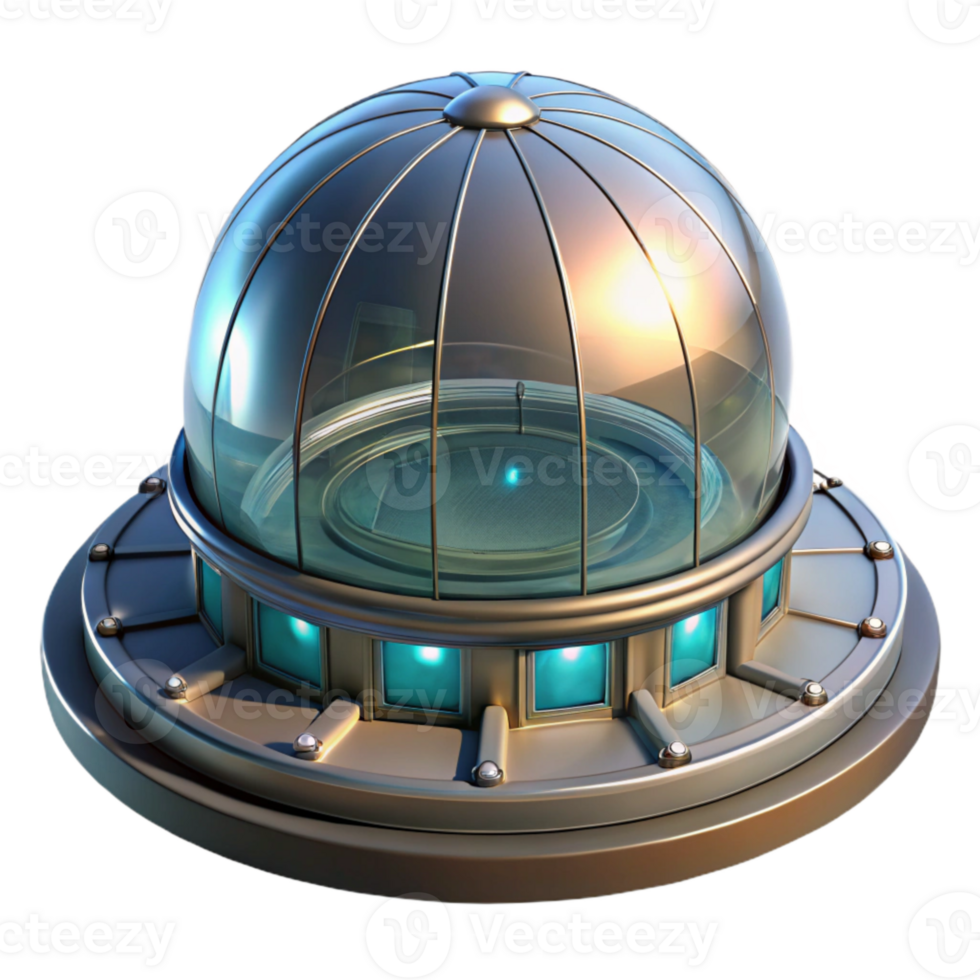 serene minimalist Futuristic Building with Glass Dome Transparent high quality png