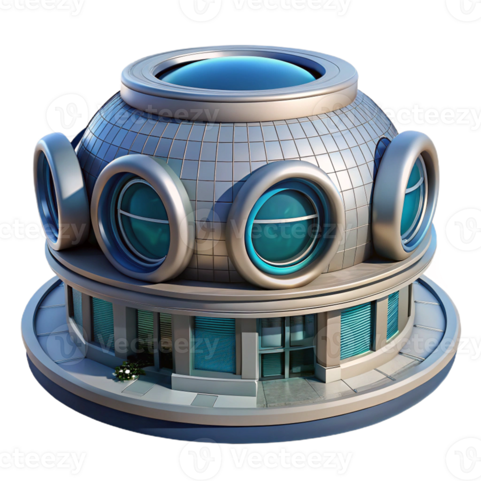 beautiful creative Futuristic Building with Circular Design Transparent Background original png