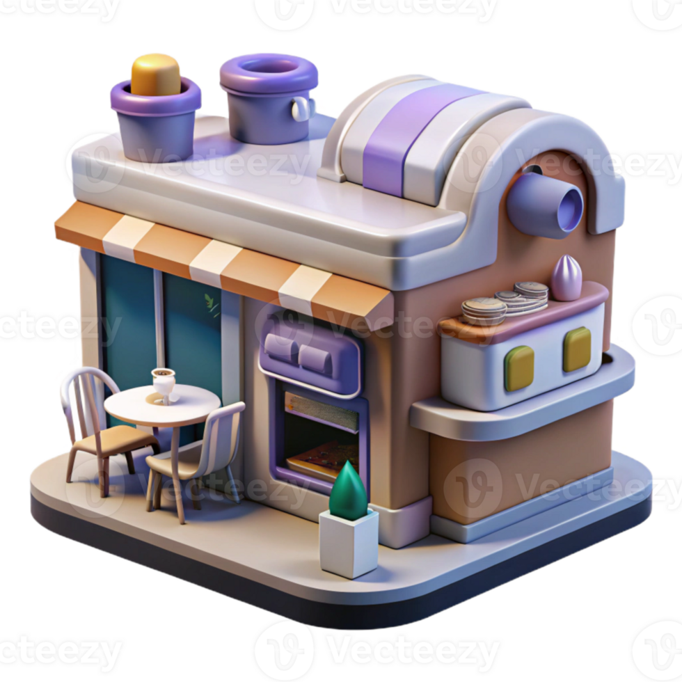 vibrant abstract Futuristic Cafe with Food Printers Cutout premium png