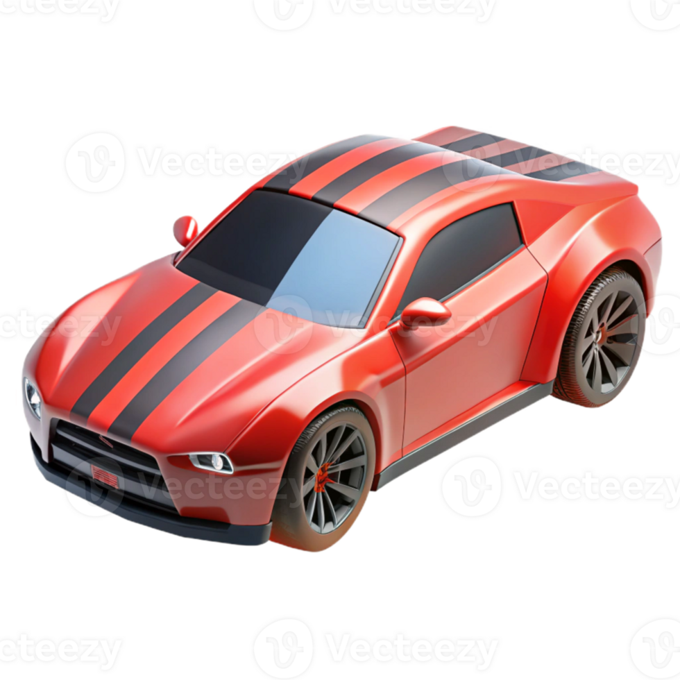 wonderful creative Futuristic Car Side View with Red Stripes Isolated detailed png